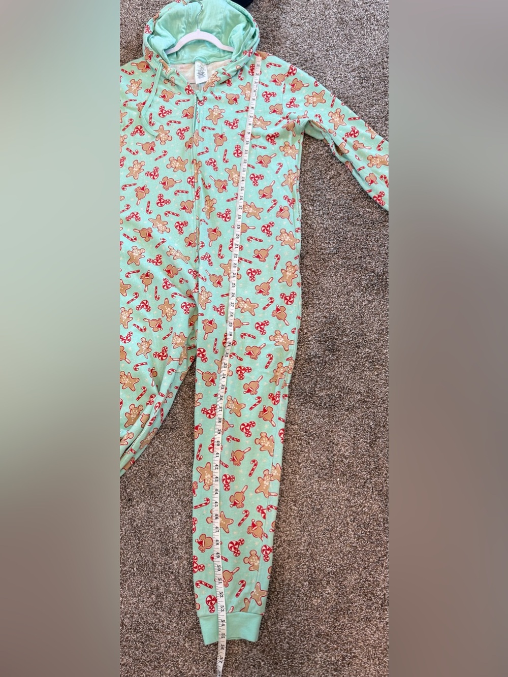 Disney Mickey Bars Mouse Holiday Gingerbread Hooded Romper Pajamas Adult Large - Picture 6 of 6
